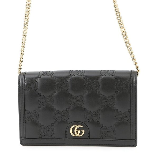 GUCCI GGMatelasse Chain Wallet Leather Black - Picture 1 of 16